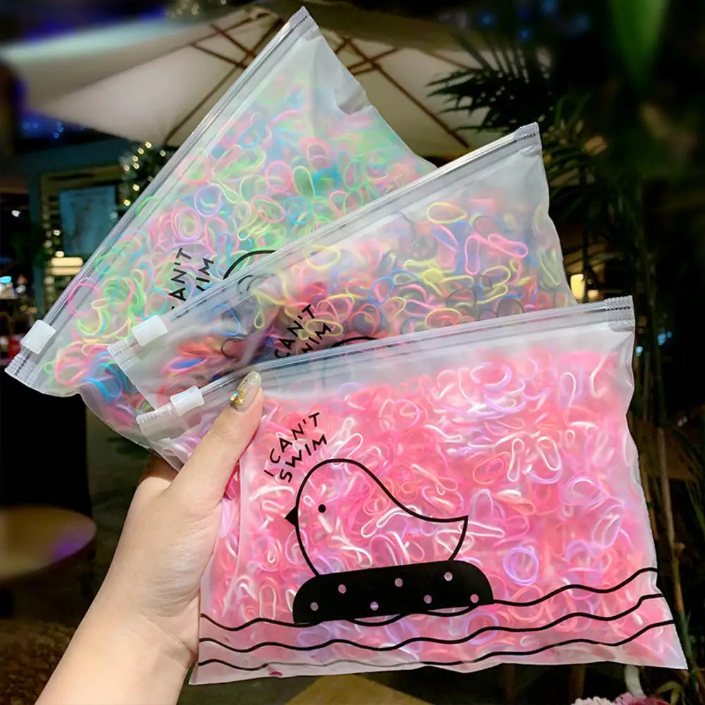 1000PCS Cute Colourful Rubber Ring Disposable Elastic Hair Bands Ponytail Holder Rubber Band Scrunchies Kids Hair Accessories100