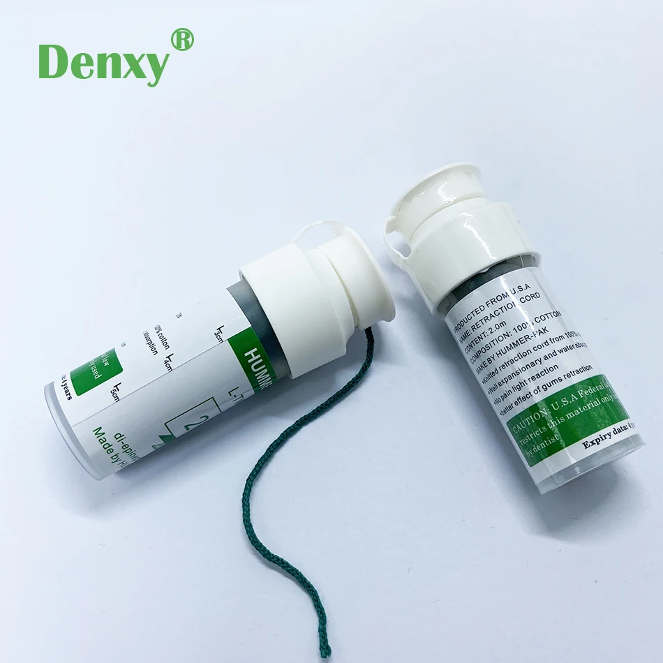 Denxy-cordón de retracción Dental de alta calidad, hilo Dental desechable, cordón de algodón de punto, cuidado bucal, 5 botellas