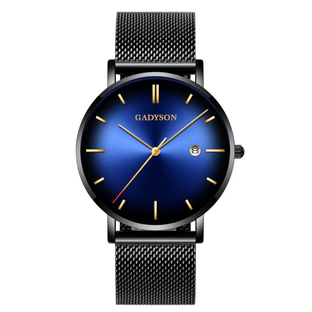 Relojes de cuarzo de lujo para hombre, reloj de pulsera deportivo de negocios con gradiente de puntero de contraste, correa de acero inoxidable, moda