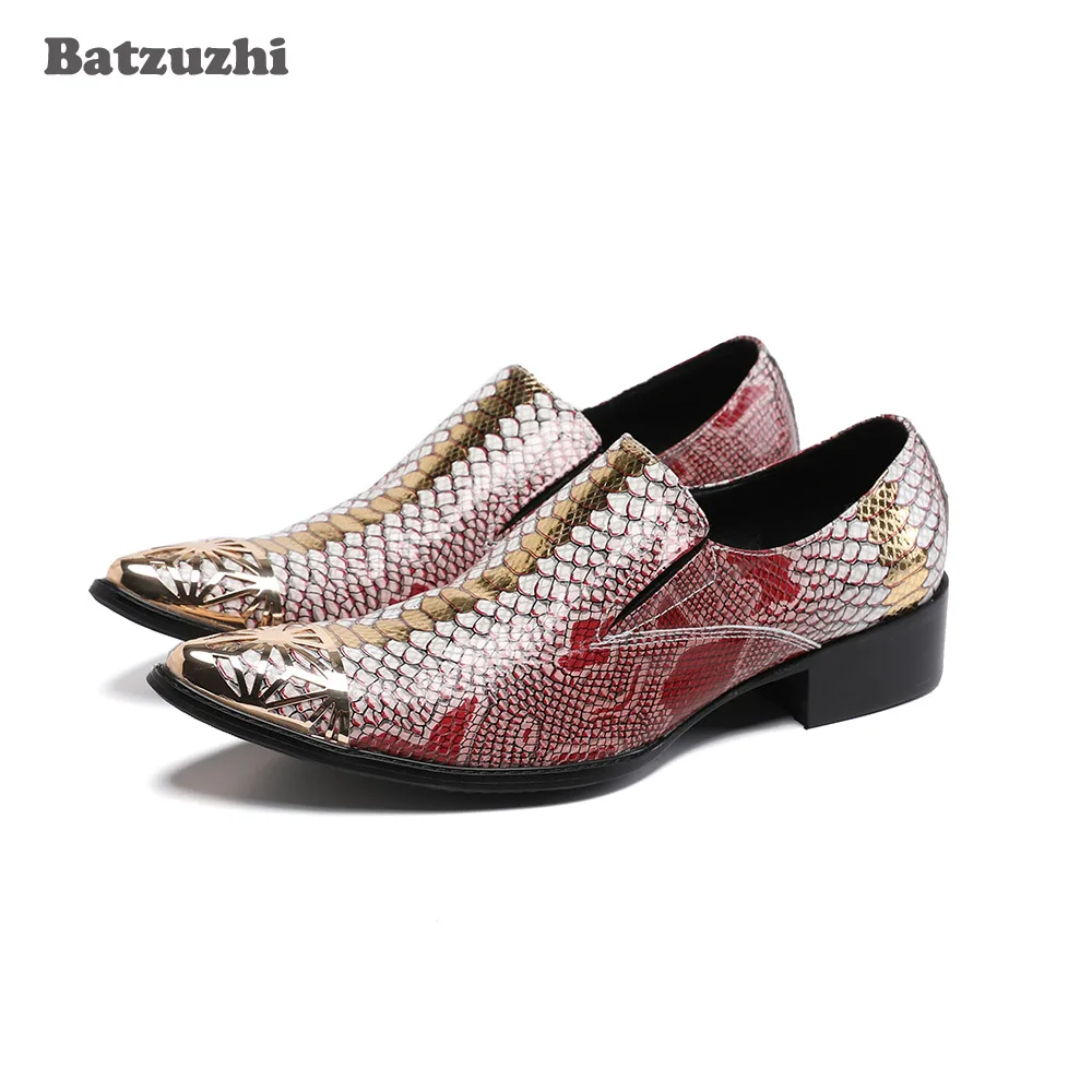 

Batzuzhi New Designer's Shoes Men Pointed Toe Fashion Leather Dress Men Shoes Personality Zapatos Hombre for Party and Wedding