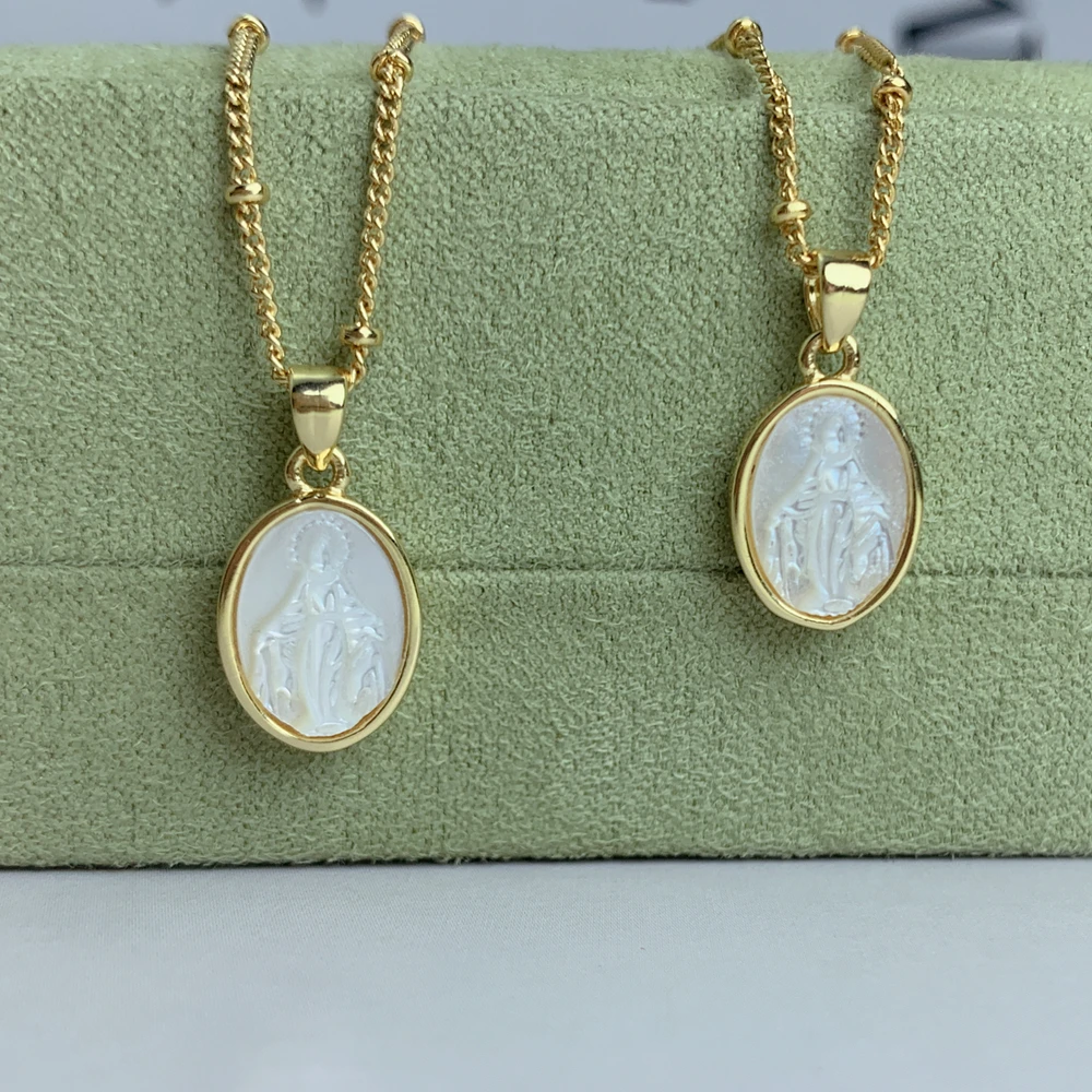BEIJIALY Médaille Miraculeuse Universelle Argent Vierge Marie Médaille Miraculeuse 925 Argent Sterling Poli Vierge Marie Double Face Ovale Pendentif Médaille Catholique Bijoux