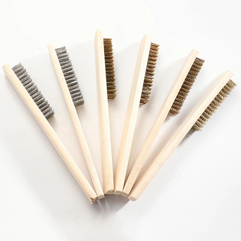 

2pc Wire Brass Brush 202mm Brushes Steel Brass Rust Remover Paint Remove Metal Scrubbing Polishing Burring Brush