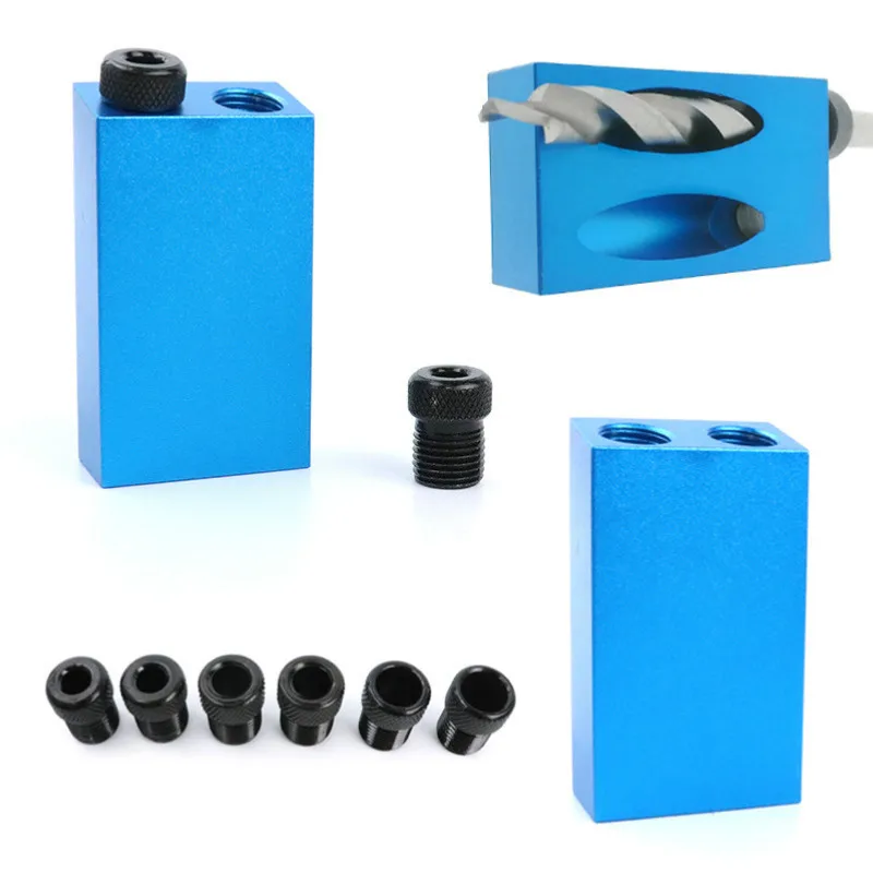 Woodworking Pocket Hole Jig Kit 6/8/10mm Angle Drill Guide Set Hole Puncher Locator Jig Drill Bit Set DIY Carpentry Tools kits