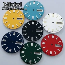 Miuksi 29mm black silver blue green red yellow watch dial C3 luminous sterile dial fit NH36 movement