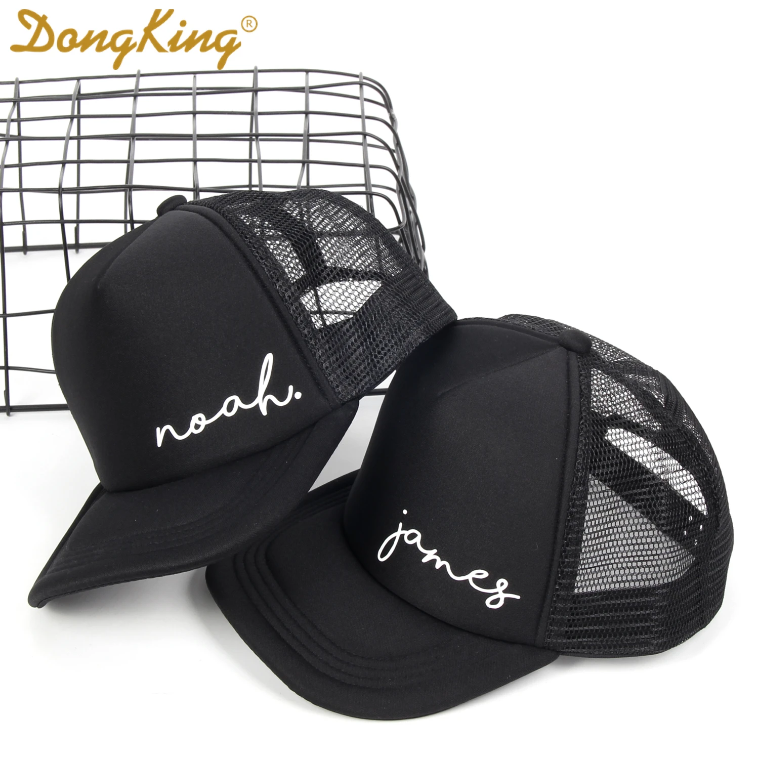 DongKing 2021 New Kid\'s Custom Name Mesh Trucker Hat Cap Design Snapback Personalized Child Adult 2 Sizes Cute Caps