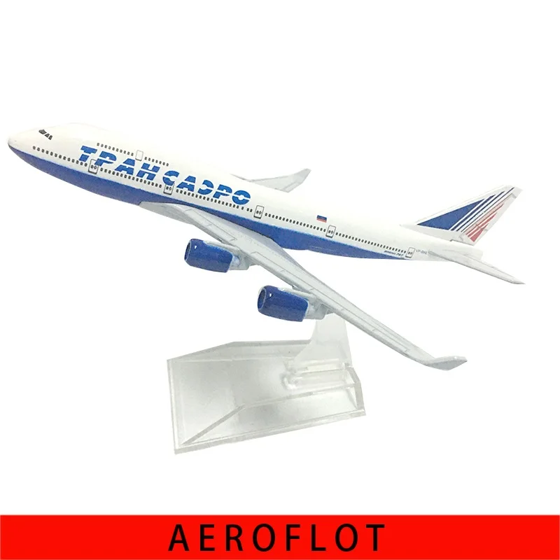 JASON TUTU 16cm Transaero Boeing 747 Airplane Model Plane Model Aircraft Diecast Metal 1/400 Scale Planes Factory Drop shipping