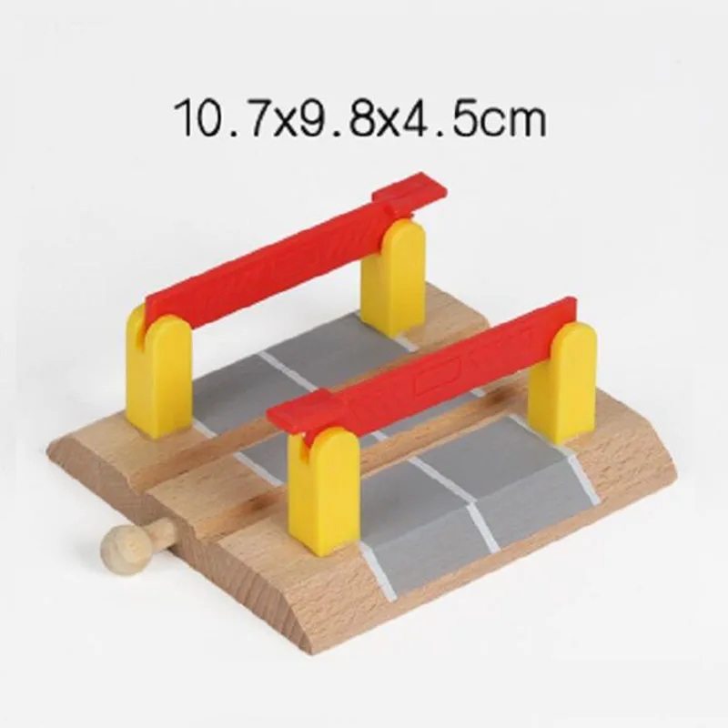 Pistas de tren de madera para niños, accesorios de escena, doble plataforma, Gasolinera, avión, aeropuerto, juguetes educativos DIY