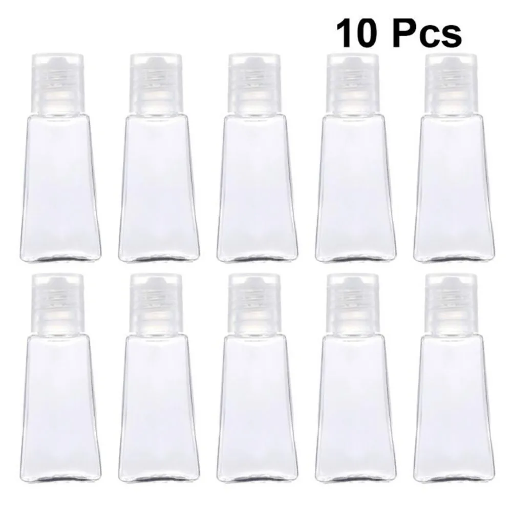 10pcs 30ml Trapezoidal Empty Hand Sanitizer Bottles Refillable Plastic Container Transparent Gel Bottle