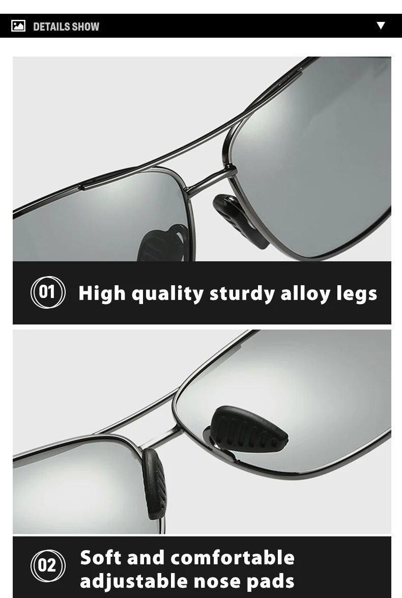 Top Qualität Photochrome Sonnenbrille Für Männer Frauen Polarisierte Gläser Anti-Glare Fahren Goggle Chameleon lunette de soleil homme – Detail 18