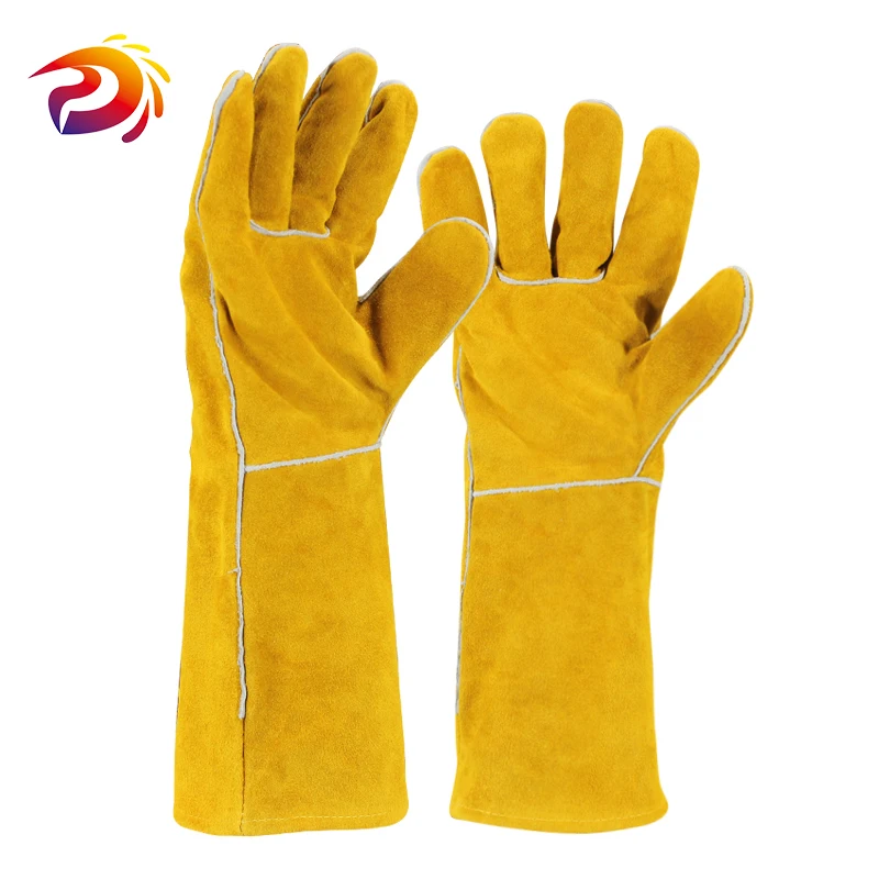 Guantes de soldadura largos y resistentes con doble palma