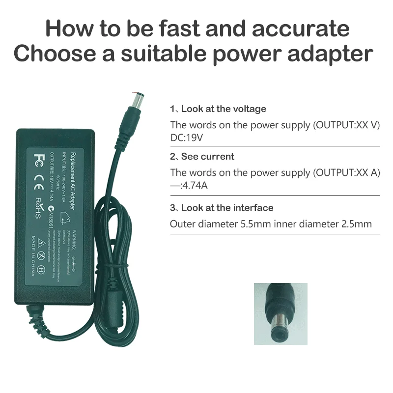 19V 4.74A 90W 5.5Mm * 2.5Mm Ac Adapter Laptop Oplader Voor Asus A46C A8J X53 X550 x43B U1 U3 U35U36 U1 U3 S5 U41 W3 Power Adapter