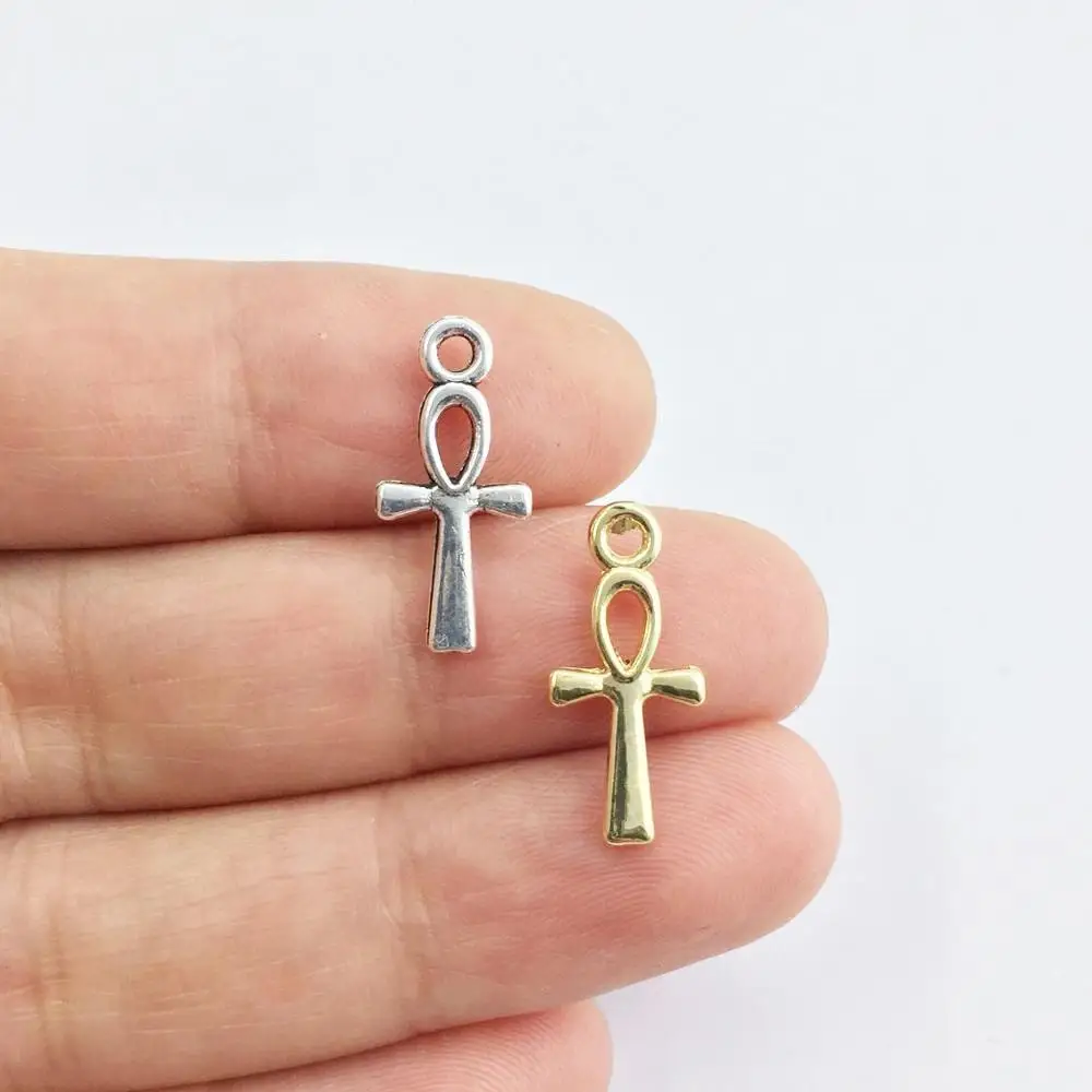 Eruifa 20pcs 8*14mm Mini Cross Plated Zinc Alloy Charms Pendant Jewelry DIY Handmade 2 Colors