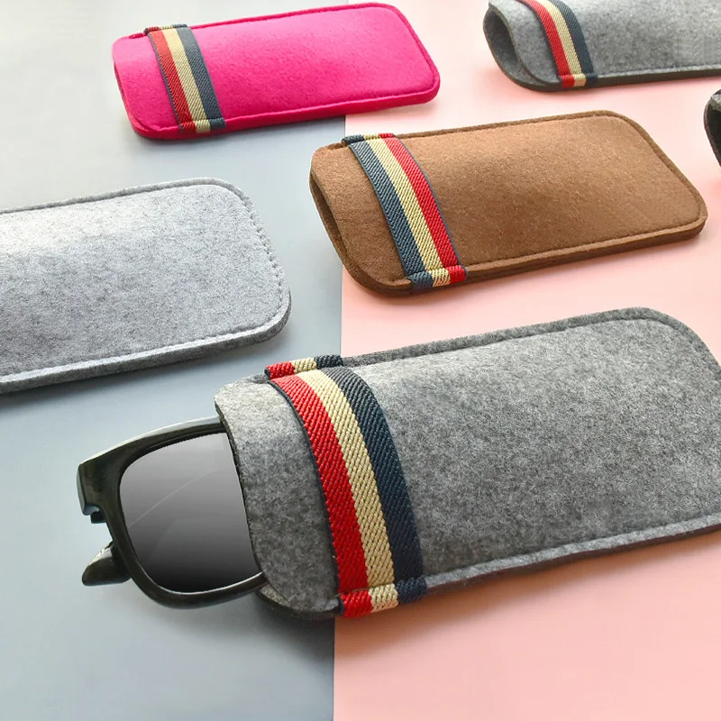 Oversize Felt Sunglasses Case Compatibility Colorful Glasses Bag Soft Lunettes Frame Glasses Case Elastic Band Glasses Box