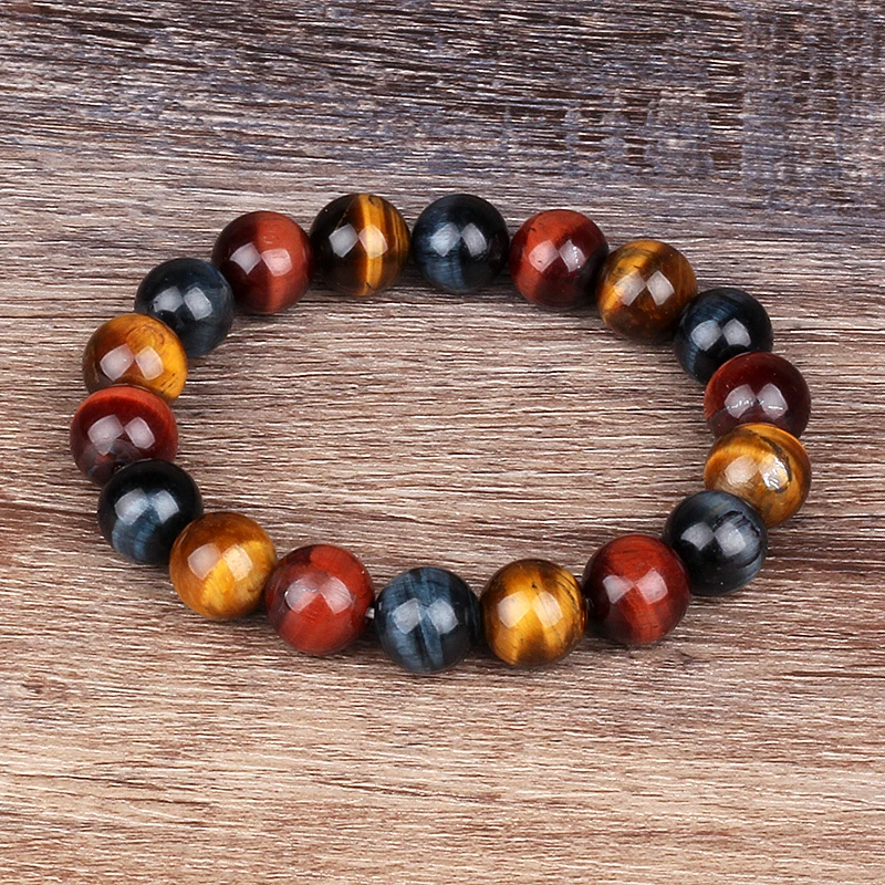 Fashion 8mm 10mm 12mm colorful Tiger eyes Beads Bracelet Men Charm Natural Stone Braslet For Man Handmade Jewelry Gifts Pulseras