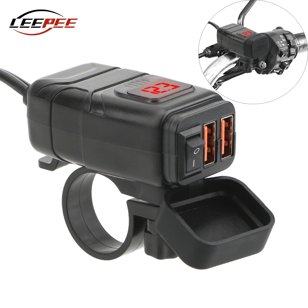 

12V Motorcycle USB Chargers 3.0 Power Adapter Digital Kit Dirt Pit Bike Moto Motor Motorbike Accessories Electronics Universal