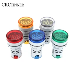 1Pcs 22Mm Ronde Mini Digitale Voltmeter Ac 20-500V Volt Voltage Tester Meter Led Digitale Indicator pilot Lamp Licht Display