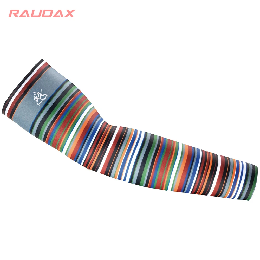 2021 Rainbow Bars UV Protection Cycling Arm sleeve Color Bar Breathable Bicycle Running Racing MTB Bike Sports Arm Warmers