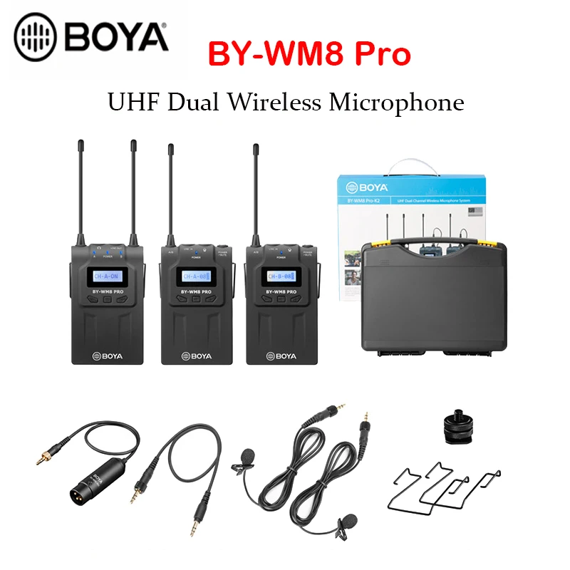 

BOYA BY-WM8 Pro K1 K2 BY-WM4 Pro Microphone UHF Dual Wireless Condensador Microfone Interview Mic for iPhone DSLR Video Camera