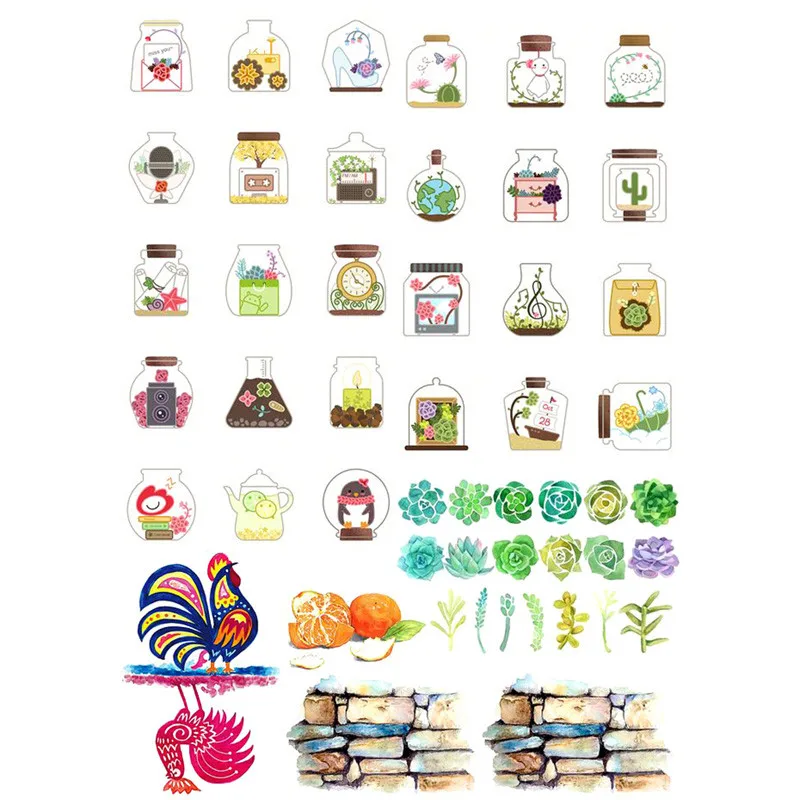 2 PCS Kawaii Funny Food Face DIY Decoration Scrapbooking Notebook Stationery Stickers Uncut Art Paper Planner Diary Sticker