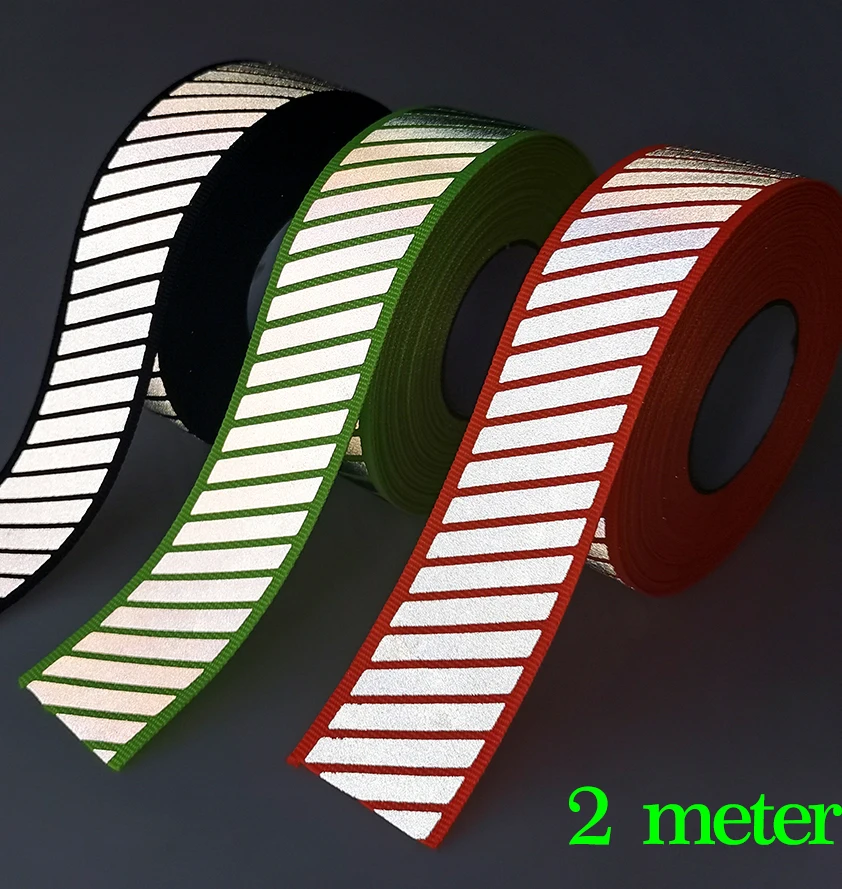 Silver Reflective Fabric Webbing Ribbon Trim Stripe Warning Tape For Clothes Sew on 3cm x 2meter