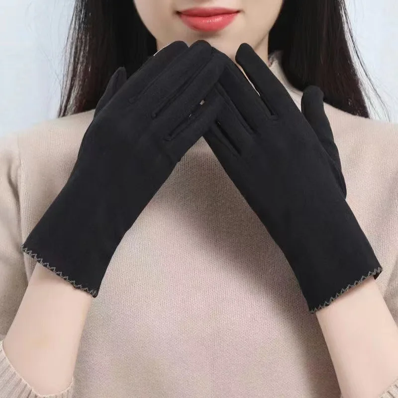 

Autumn Winter Women Keep Warm Touch Screen Solid Simple Thin Section Gloves Cute Lovely Not Bloated Windproof Drive Cycling