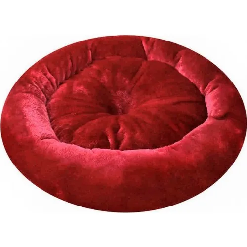 Piit Rope Cat Dog Bed-Round Fleece Fabric Grommet Bed (Red)