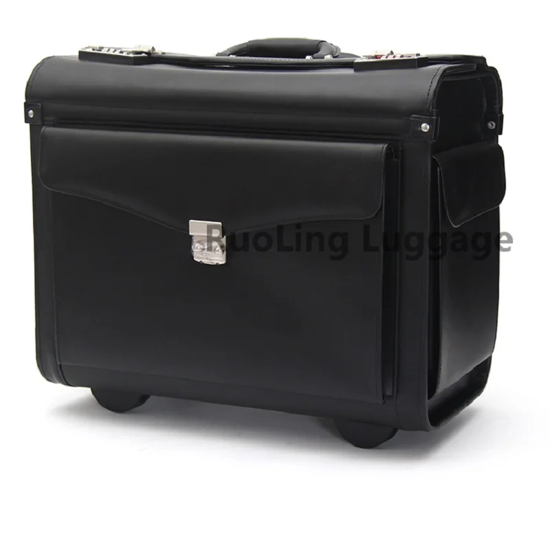 

CARRYLOVE Genuine Leather Rolling Luggage Spinner Men Business Suitcase Wheels Carry On Trolley Pilot Travel Bags Laptop Bag