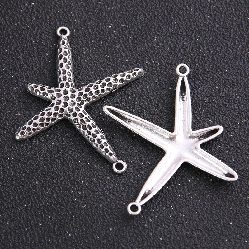 6pieces/lot 33*50mm Antique   Alloy Starfish Charms Starfish Connectors for Bracelets