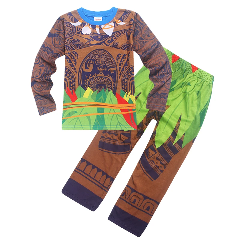 New autumn MOANA Cartoon Baby Boys Clothes Toddlers Kids Girls Nightwear Pajamas Set Sleepwear Halloween Homewear Clothing Suit