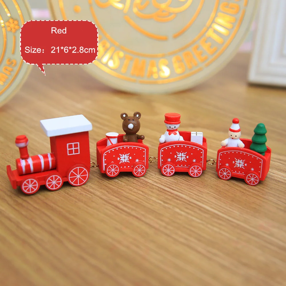 Christmas Decoration for Home 4 Knots Christmas Train Painted Wooden with Santa Kids Toys Ornament Navidad 2022 New Year Gift image 4