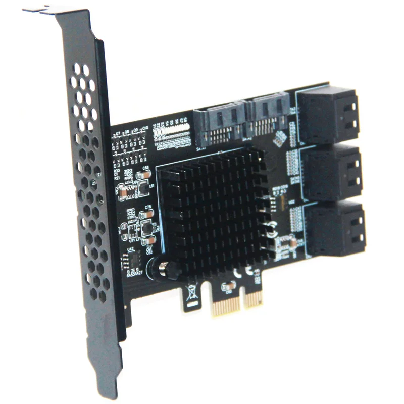 Chi Mining Riser – carte PCIE SATA, 8 Ports, 6 go, adaptateur SATA 3.0, extension PCI Express X1, PCI-E vers contrôleur SATA ASM1064