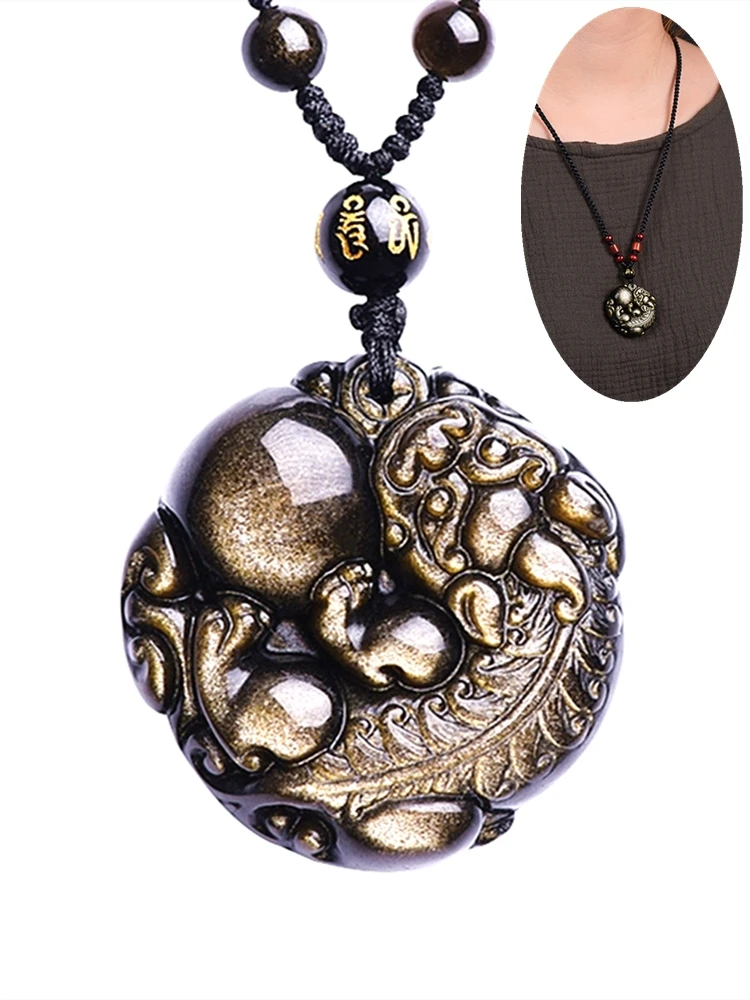 

Drop Shipping Black Obsidian Lion Necklace Pendant Jade Pendant Jewelry Fine Jewelry