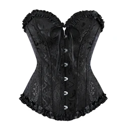 Sexy Women Bustier Lace Up Corset Top Corset Boned Waist Trainer Lingerie Overbust Corsets Body Shaper Corsets for Women