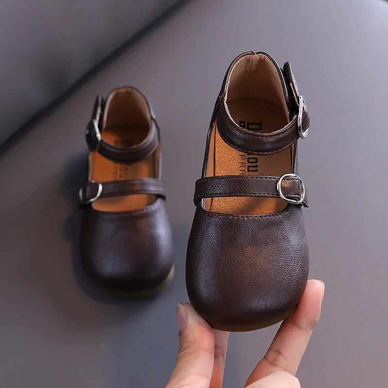 2020 Autumn Party Dress For Kids Flat Black Princes Shoes For Toddler Little Girl Leather Baby Non-Slip Shoes 1 2 3 4 5 6 Year