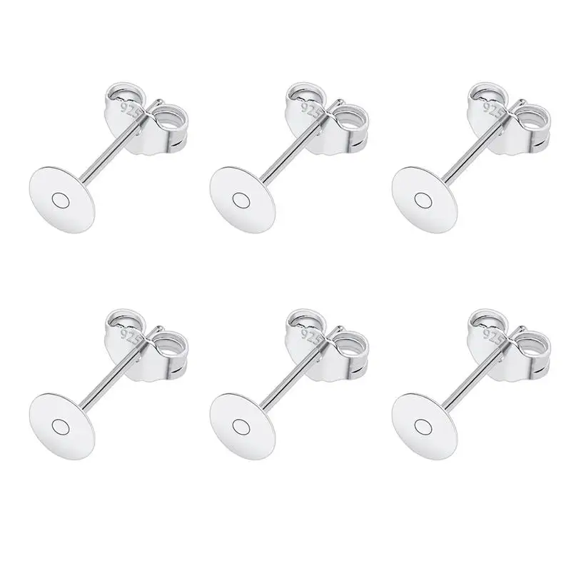 50 teile/los 925 Silber Überzogene Blank Post Ohrring Bolzen Basis Pin Mit Ohrring Stecker Erkenntnisse Ohr Zurück DIY Schmuck Machen Zubehör