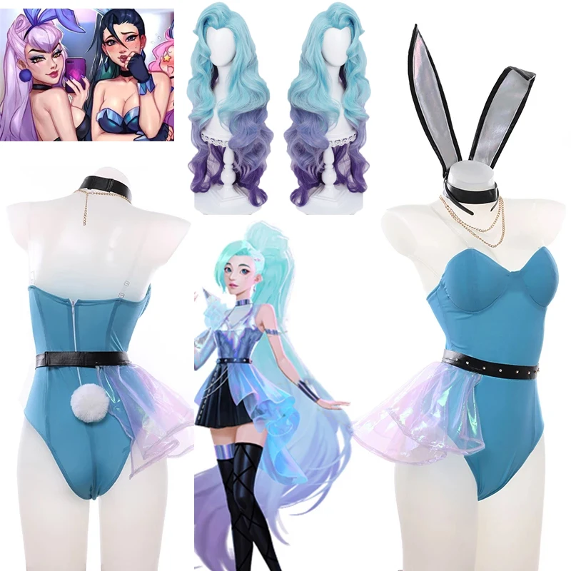 Seraphine Cosplay Bunny Girl Sexy Costumes Game KDA Anime Figure Cosplay Costume Catsuit Party Halloween Girls Dress suit