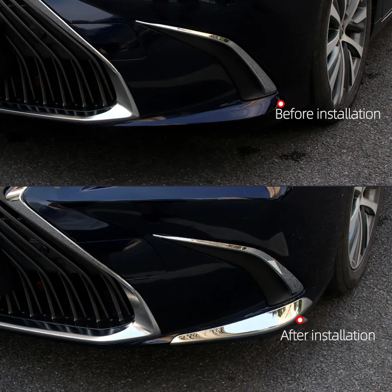 Lexus ES 200 260 300H için 2018 2019 2020 2021 ön tampon köşe koruyucu kapak Trim paslanmaz çelik araba aksesuarları 2 adet