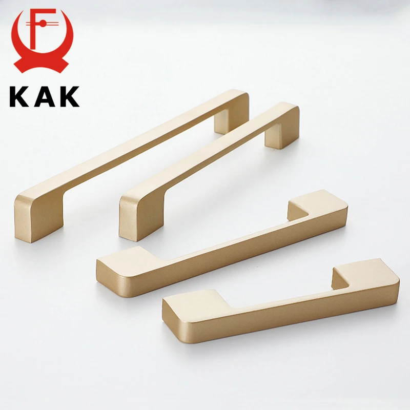KAK Gold Cabinet Handles Zinc Alloy Kitchen Handle Cupboard Door Pulls Drawer Knobs Bedroom Door Furniture Handle Hardware