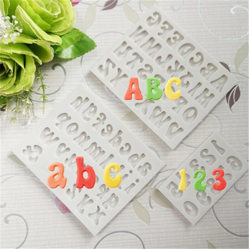 3PC Silicone Mold Small/Large Alphabet Letter Number Casting Soft Multi-Purpose Baking Mould Home DIY Decor Baking Fondant Mould