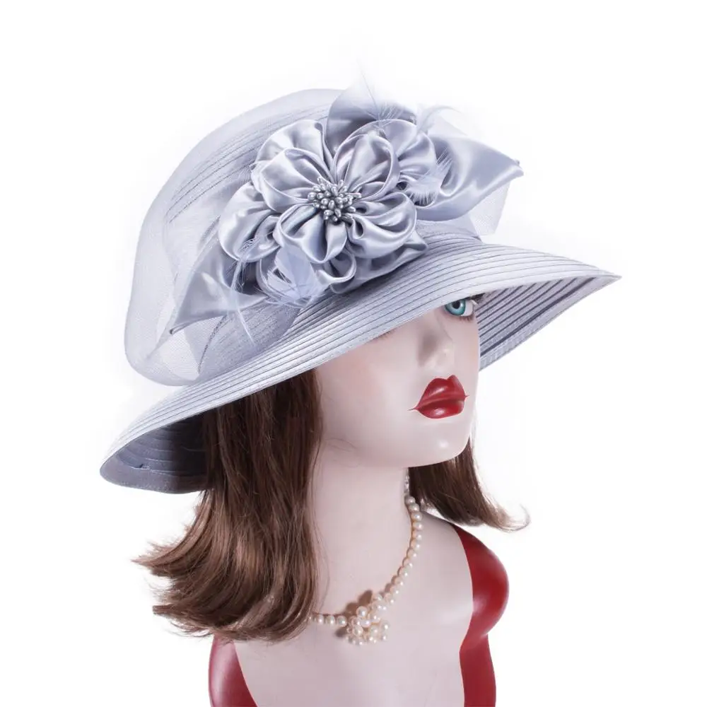 Lawliet satynowa wstążka sukienka damska kościół ślub Kentucky Derby Sun Bridal Oaks Day kapelusze A578