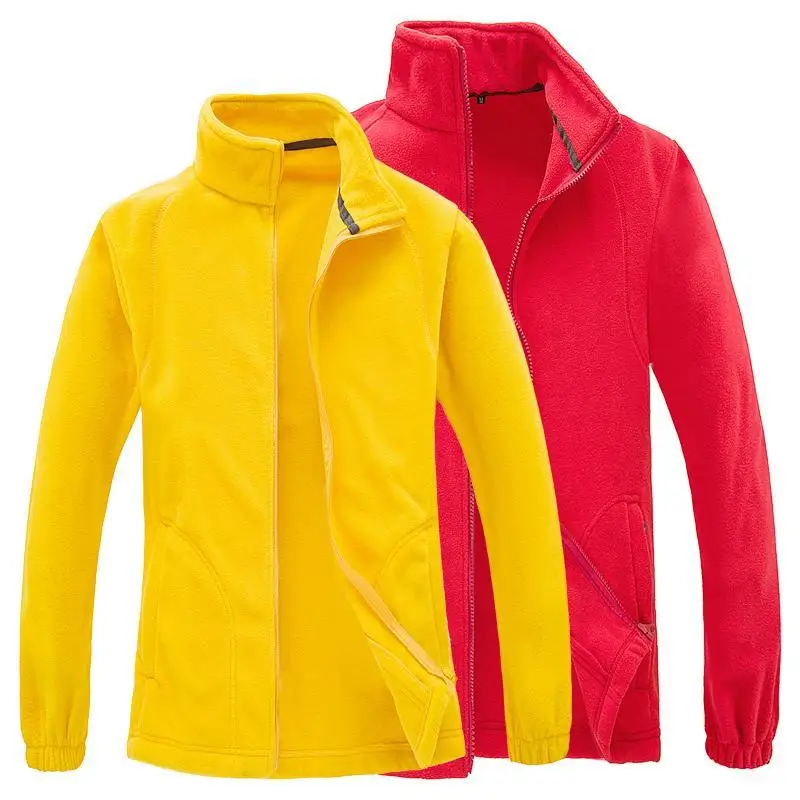 Exquisite Long Sleeve Grain Fleece Jacket For Women Hoody Spring Autumn Casual Zip-up Pocket Turtleneck Sweatshirt Yellow