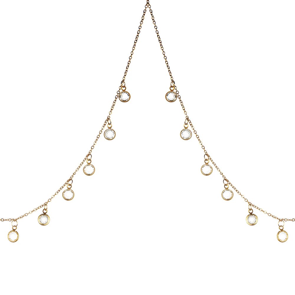 Stainless Steel Multi Layer Tassel Crystral Belly Waist Chain Body Chain For Women New Europe Sexy Bikini Beach Body Jewelry