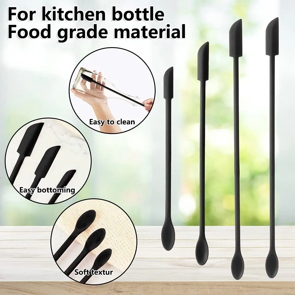 3Pcs Double Head Mini Silicone Spatula For Thin Jar Makeup Butter Cake Spatula Lengthen Jar Cake Cream Jam Scraper Spatula Set