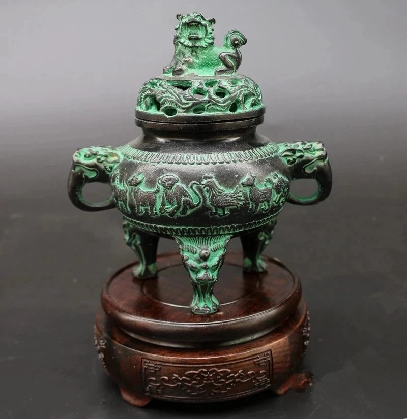 

Bronze archaize furnishing articles zodiac copper censer smoked present household ornaments