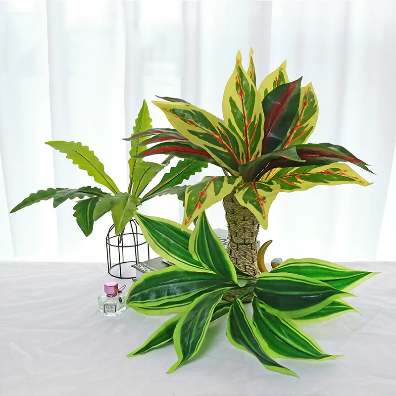 

50cm 11Leaves Artificial Plants Wall Palm Leaves Tropical Fake Dracaena Tree Plastic Magnolia Foliage for Wedding Garden Decor