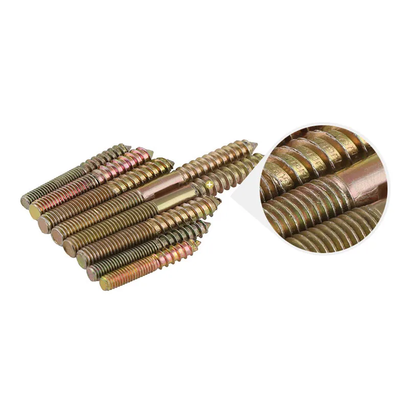 Hanger Bolts Wood To Metal Dowels Double Ended Furniture Fixing Self Tapping Screws Color Zinc Steel Wood Screw Threaded Studs