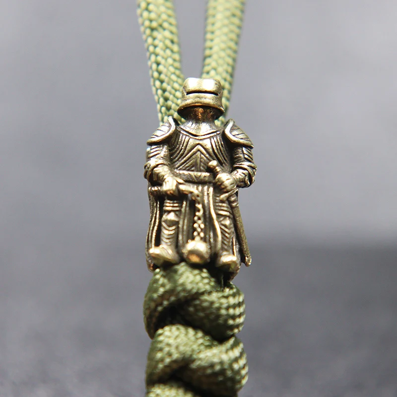 Armor Warrior EDC DIY Knife Beads Lanyard Pendants Vintage Color Brass Outdoor Tools Metal Copper Soldiers Paracord Accessories