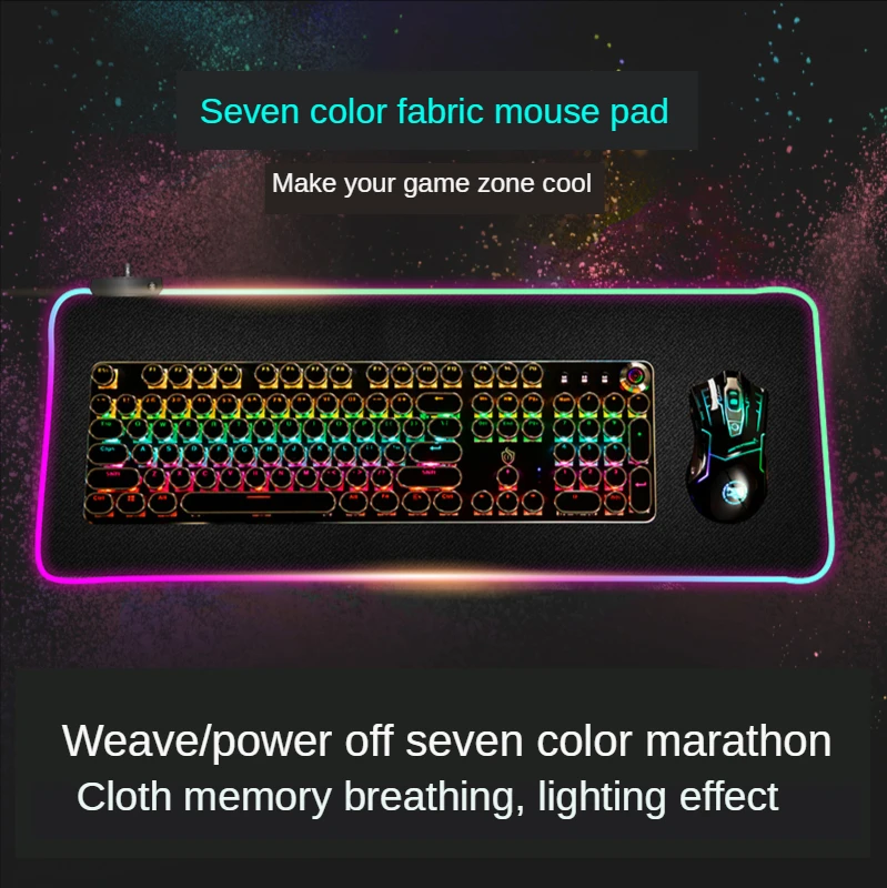 XXL RGB Mouse Pad คอมพิวเตอร์ Gamer Mousepad สำหรับเล่นเกมขนาดใหญ่ยางลื่น7สี LED แผ่นรองเม้าส์ PC แป้นพิมพ์แล็ปท็อปโต๊ะพรม