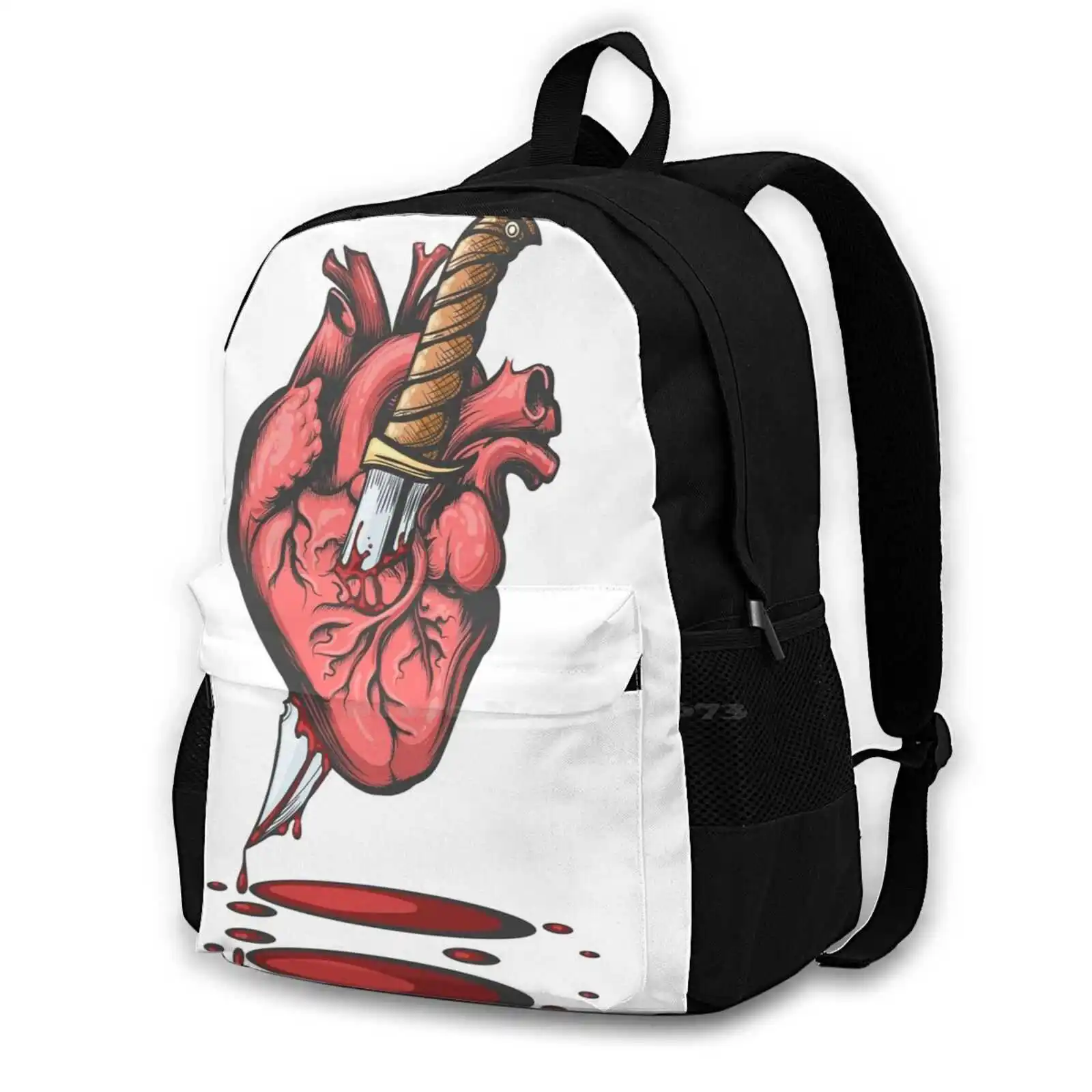 

Heart Pierced By Knife School Bags For Teenage Girls Laptop Travel Bags Heart Knife Tattoo Love Vector Symbol Sign Blade Dagger