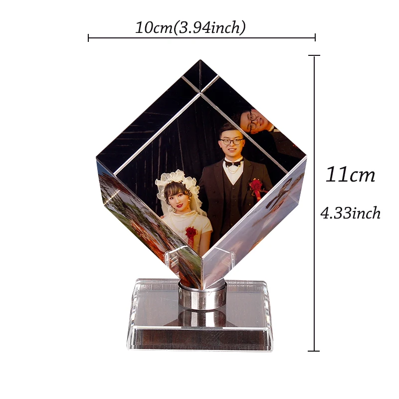 Personalized Customization Crystal Cube Shape Photo Album Glass Figurines Graduation Wedding Souvenir Home Decor Christmas Gifts